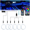 Smart Car LED Interior Lights with USB Port, LED Strip Fiber Optic Lights, Wireless App and Remote Control, Sync to Music, Car Accessories Gifts for Women and Men, 6 in 1 - size: 6 in 1- Remote Control