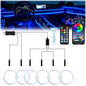 Smart Car LED Interior Lights with USB Port, LED Strip Fiber Optic Lights, Wireless App and Remote Control, Sync to Music, Car Accessories Gifts for Women and Men, 6 in 1 - size: 6 in 1- Remote Control