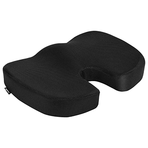 Amazon Basics Comfortable Seat Cushion & Lumbar Support for Office Chairs, Memory Foam with Cooling Gel, Non-Slip, Black - size: Seat Cushion & Lumbar Support, style: Memory Foam