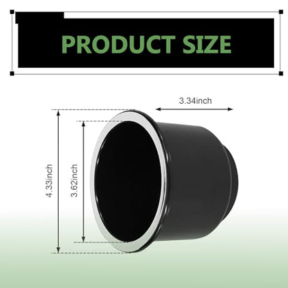 2PCS Car Cup Holder Inserts, Large Capacity Plastic Drop-In Cup Drink Holder, Recessed Chrome Couch Cups Holders Insert, 3.74" - 4.1" Base, Universal for RV Boat Car Couch Golf Cart (Black)
