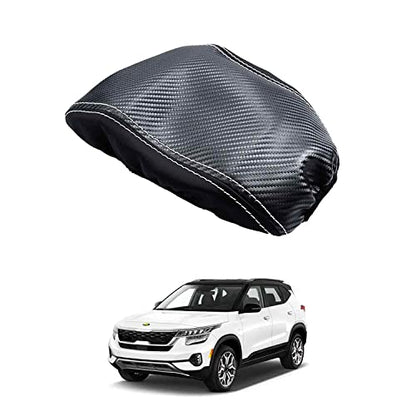 Autorder Center Console Cover for Kia Seltos 2021 2022 2023 2024 2025 Accessories Carbon Fiber Armrest Cover Anti-Scratch Middle Console Pad Leather Armrest Protector - size: 2021-2025 Kia Seltos