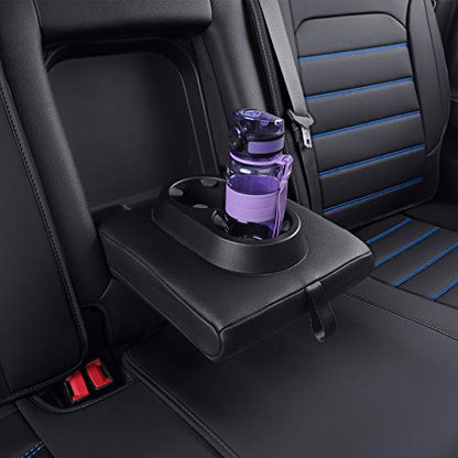 LUCKYMAN CLUB Silverado Seat Covers Fit for 2007-2023 2024 2025 Chevy Silverado Sierra 1500 2500 3500 Crew,Double,Extended Cab with Water Proof Faux Leather (Black & Blue Full Set) - color: Black & Blue, size: Full set