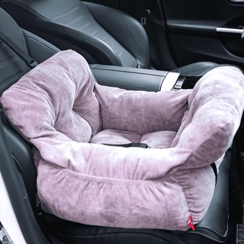 Pet Car Seat for Small Dogs up to 25 lbs with Safety Straps, Storage Pockets, Travel Carrier Bed Booster Seat, Machine Washable (Light Purple) - color: Light Purple