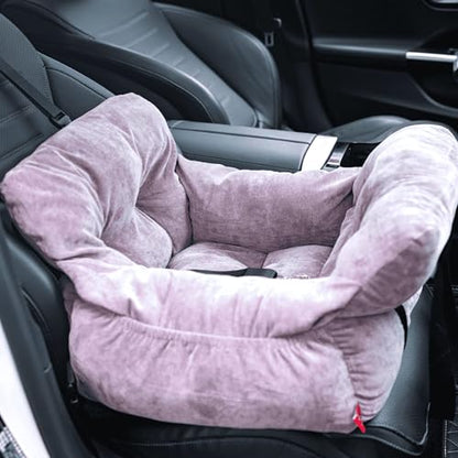Pet Car Seat for Small Dogs up to 25 lbs with Safety Straps, Storage Pockets, Travel Carrier Bed Booster Seat, Machine Washable (Light Purple) - color: Light Purple