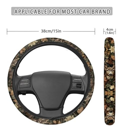 Camo Steering Wheel Cover 15 Inches for Men Reindeer Neoprene Anti-Slip Blue Car Steering Wheel Grip Wrap Soft Car Accessories Protective for SUV Vehicle Sedan Truck - color: Camo Branch Reindeer