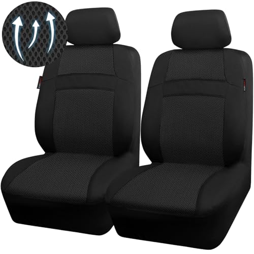 CAR PASS 3D Air Mesh Car Seat Covers Two Front Seats Only, Universal Seat Covers for Car Fit SUV,Vans,Sedan,Trucks, Breathable Automotive Interior Seat Covers Airbag Compatible (Black) - color: Black, size: Two Front