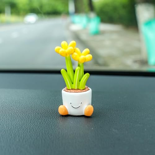 Cute Flower Pot Car Interior Decoration - for Car Rearview Mirror and Dashboard, Anime Decor for Home Garden Office,Funny Ornament Gifts - color: Color3