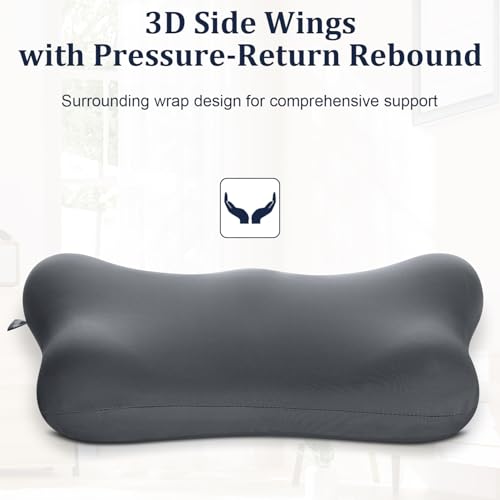 Lumbar Support Pillow Office Chair Lumbar Pillow Lower Back Pain Relief Cozy Dark Gray Memory Foam Back Cushion with Removable Cover Suitable for Car, Bed