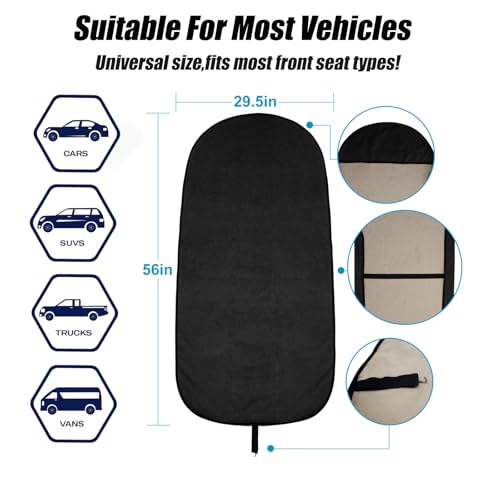 Waterproof Sweating Car Seat Cover for Post Gym Workout, Running, Swimming, Beach and Hiking, Universal Fit Non-Slip Towel Bucket Seat Protector for Cars SUV Trucks, Machine Washable (Black)