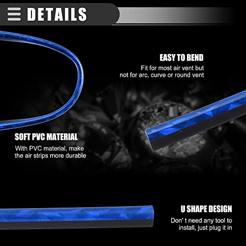 Motoforti Universal Car Vent Outlet Trims, Car Interior Accessories, Air Conditioner Vent Outlet Trim Decoration Strip, PVC, Blue, 40 Pcs