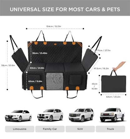 MADE 4 PETS Dog Car Seat Cover for Back Seat - Back Seat Extender for Dogs, Holds 400lbs, Waterproof & Non-Slip Dog Hammock for Car, 8-Layer Hard Bottom with PE Foam, Easy to Install & Clean