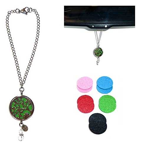 Rear View Mirror Car Charm Ornament, Sun Catcher, Hanging Pendent, Stainless Steel Chain and Crystal Accents, Comes in a Gift Box (Aromatherapy Locket) - size: Aromatherapy Locket
