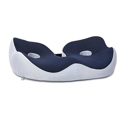 Seat Cushion, Seat Cushion for Sit Bone and Back Pain Relief, Butt, Tailbone, Hip, Hamstring, Posture Support - Memory Foam Comfort Ischial Tuberosity Pillow (Blue) - color: Blue