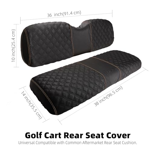 1680D Oxford Cloth Golf Cart Rear Seat Cover Universal for Club Car DS Precedent EZGO RXV TXT Yamaha G16 G29 Drive Aftermarket Back Seat Kit, No Stapler Required