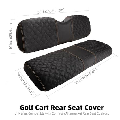 1680D Oxford Cloth Golf Cart Rear Seat Cover Universal for Club Car DS Precedent EZGO RXV TXT Yamaha G16 G29 Drive Aftermarket Back Seat Kit, No Stapler Required