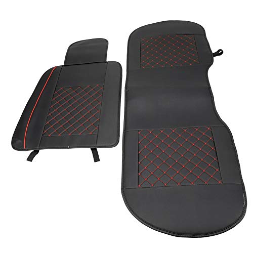 5 Seats Car Seat Cover Full Set PU Leather Front Rear w/Pillow Suitable for Year Round Use (Black/Red Line) Universal for Sedan SUV Truck - color: Black/Red Line