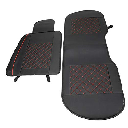 5 Seats Car Seat Cover Full Set PU Leather Front Rear w/Pillow Suitable for Year Round Use (Black/Red Line) Universal for Sedan SUV Truck - color: Black/Red Line