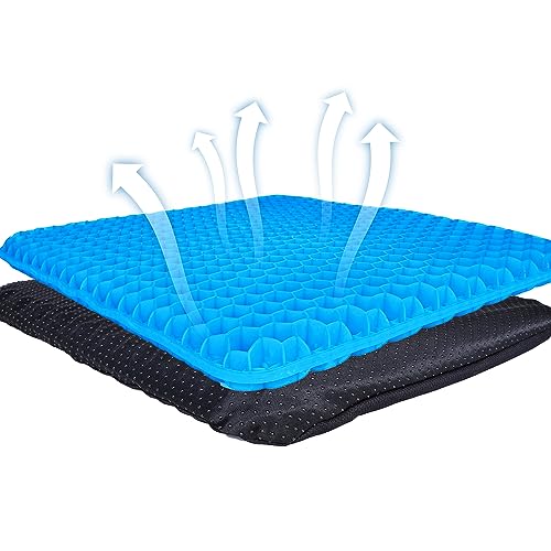 Yimiyaa Gel Seat Cushion, Double Thick Egg Gel Cushion for Pressure Pain Relief, Breathable Wheelchair Cushion Chair Pads for Car Seat Office Chair Blue - color: Blue