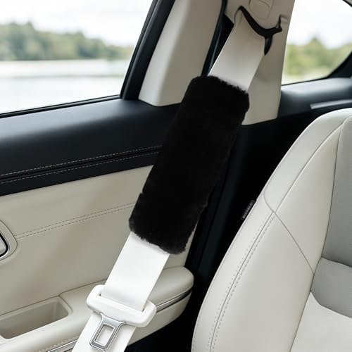4 Pack Car Seat Belt Pads Shoulder Cover Baby Safety Belt Protector with Adjustable Soft Plush Strap Protect Neck and Shoulder (Black)