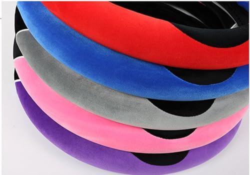 Fuzzy Pink Steering Wheel Cover with Ears Soft Cute Steering Wheel Protector Universal 15 Inch, Lovely Decor Car Accessories Soft Plush for Winter Warm