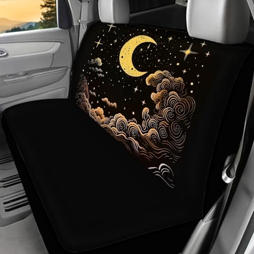 Night Moon Star Car Accessories Black Car Rear Seat Covers for SUV 2 Pack Truck Bench Seat Cover Waterproof Back Seat Backrest Protector - color: 1 Moon Star