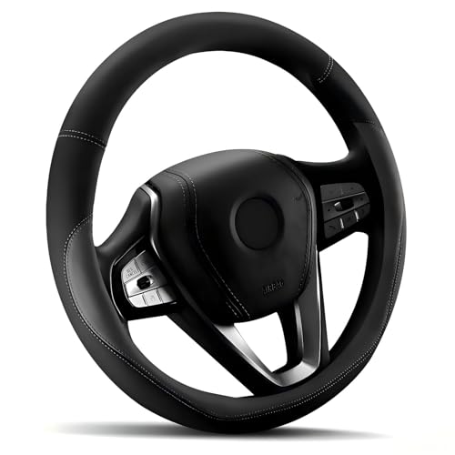 HOTOR Car Steering Wheel Cover - Universal Car Accessory for Diverse Cars, Leather Cover with Anti-Slip Lining, for Steering Wheel with a Diameter of 15.5"-16", Gray - color: Gray, size: Large Size [15.5"-16"]