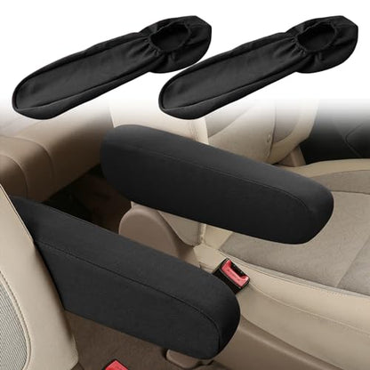 2PC Car Front Seat Armrest Covers,Universal Size Seat Arm Rest Cover,Flat Cloth Fabric Armrest Cover,Car Interior Accessories(Black,1Pair)