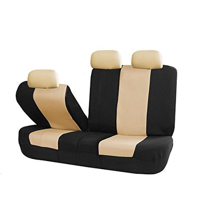 FH Group Full Set Cloth Car Seat Covers - Universal Fit, Low Back Front Seat Covers, Airbag Compatible, Split Bench Rear Seat, Washable Seat Cover for SUV, Sedan, Van, Beige - color: Beige, style: Full Set