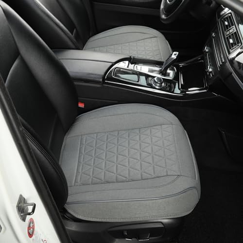 West Llama Linen Front Car Seat Cover Protector Anti-Slip Bottom Seat Cover Fits 95% of Vehicles,Wrapping Around The Bottom,Triangular Pattern(Gray-2Pcs) - color: Triangular Pattern-Gray, size: 2 Piece Linen