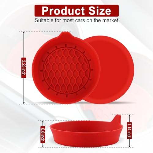 SINGARO Car Cup Holder Coaster, Silicone Cup Holder Insert, Universal Non-Slip Cup Holders, Car Accessories Interior for Women and Man 4 Pack Red - color: Red