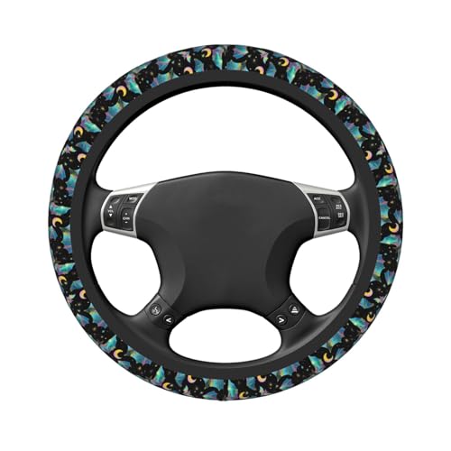 Gothic Bat Elastic Stretch Steering Wheel Cover 15 inch, Car Accessories Cover for Women Men, Breathable Anti-Slip - color: D03100155
