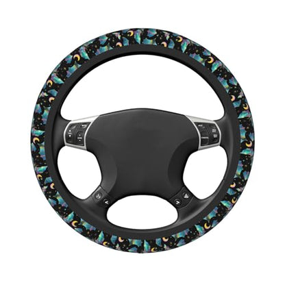 Gothic Bat Elastic Stretch Steering Wheel Cover 15 inch, Car Accessories Cover for Women Men, Breathable Anti-Slip - color: D03100155
