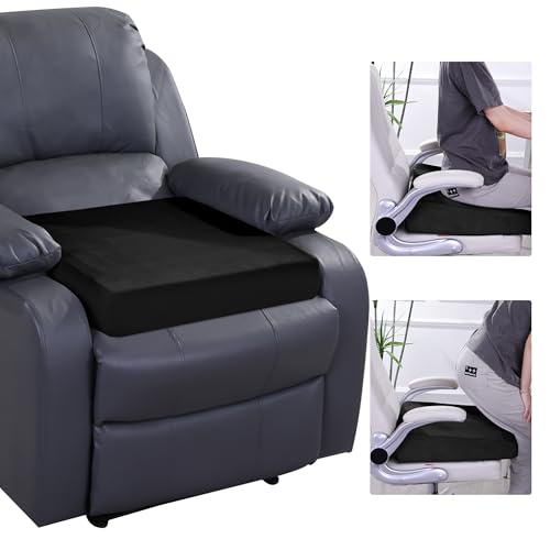 HOMBYS Wedge Recliner Seat Cushion for Long Sitting Chair, Cushion for Elderly Esay to Get Up,5" Thick 20"x20" Large Pressure Relief Seat Cushion for Recliner, Office, Car, Velvet & Foam, Black - color: Black