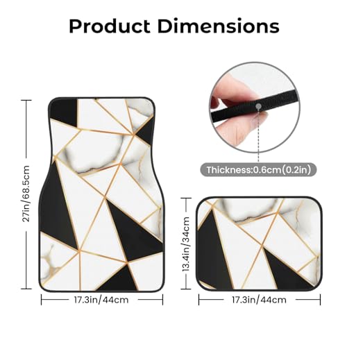 Universal Fit Car Floor Mats, White and Black Marble Abstract Modern Crack Geometric Pattern Set of 4pcs Car Carpet Fit for SUV, Vans, Sedans, Trucks - color: Marble
