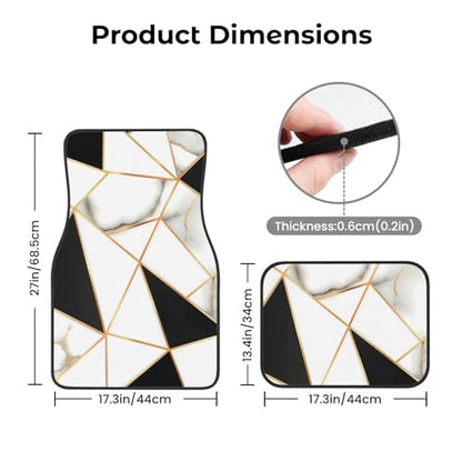 Universal Fit Car Floor Mats, White and Black Marble Abstract Modern Crack Geometric Pattern Set of 4pcs Car Carpet Fit for SUV, Vans, Sedans, Trucks - color: Marble
