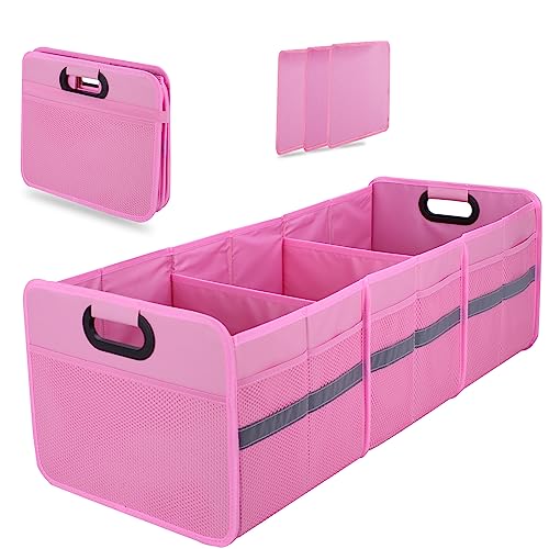 Large Collapsible Trunk Organizer with Multi Pockets, 3 Compartments Storage Organizer for Car, SUV, Minivan