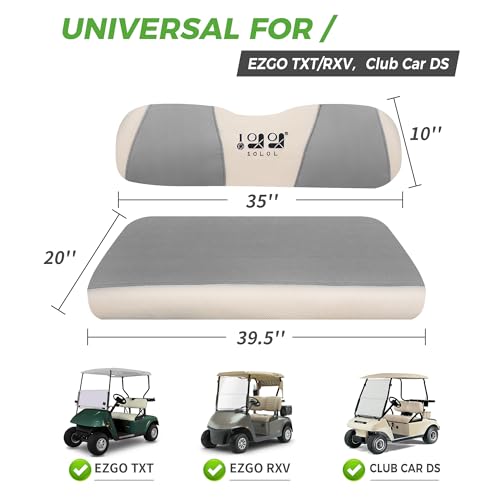10L0L Golf Cart Seat Covers, Super Comfort Cooler Than Vinyl Seat Cover, Front and Rear Seat Cover for Yamaha EZGO Club Car, No Drilling Breathable Mesh Bench Seat Blanket, Machine Washable - color: Dark Gray + Beige, style: Front Seat - For EZGO TXT & RX