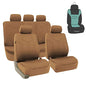 FH Group Car Seat Covers Rome PU Leather Full Set Automotive Seat Covers, Airbag Compatible and Split Bench Easy to Install Tan Seat Covers Universal Fit Interior Accessories for Cars Trucks and SUV