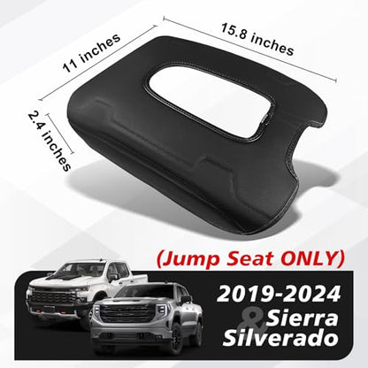 Center Console Armrest Cover Fit for Chevy Silverado & GMC Sierra 2019-2026 Accessories, Comfort Armrest Pad Console Lid Cushion Vegan Leather Regular Thick(Split Bench Seat Console ONLY) - size: 1) 19-25 |Silverado & Sierra| Jump Seat, Regular