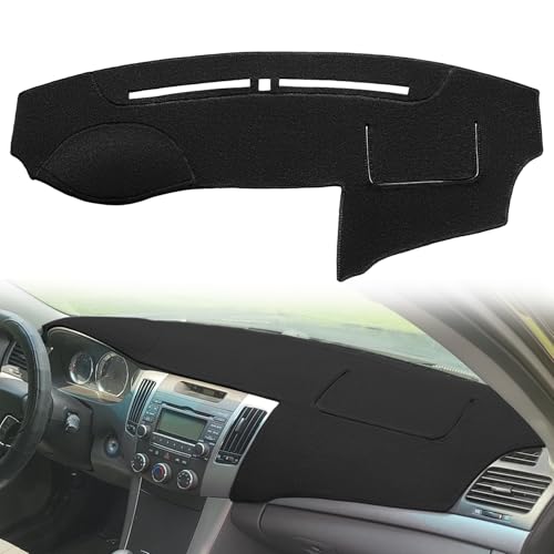 Dash Cover Mat Custom Fit for Hyundai Sonata 2009 2010 with Cutout for Sensor, Dashboard Cover Pad Protector (09-10 Black) F80 - color: 09-10 black