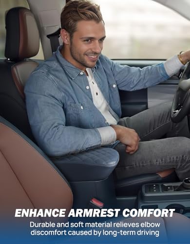 JOYTUTUS Center Console Cover Compatible with Ford Maverick 2022-2025 2026 Leather Armrest Cover Center Console Cushion Maverick Accessories, Dark Blue - color: Dark Blue