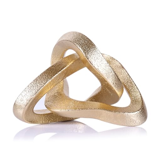 LCCCK Infinity Knot Sculpture Gold Knot Decor Object, Abstract Knick Knacks Coffee Table Modern Statue, Gold Sculpture for Home Living Room Table Ornaments and TV Stand Bookshelf Decorative - color: Gold