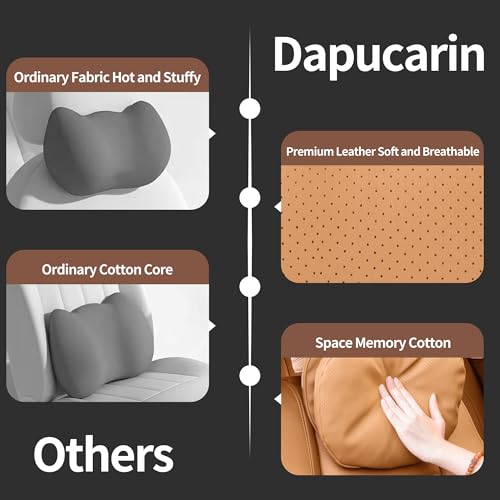Car Headrest Pillow for Driving, Dual-Sided Leather Design Neck Pillow, Breathable Softness Neck Support, Universal Fit Head Rest Travel Pillow, Palomino Brown, 1 Pack - color: Palomino Brown