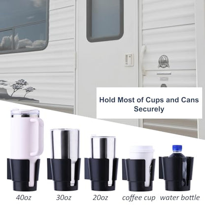 Universal Large Cup Holder Wall Mount, Heavy Duty Plastic Drink Holder for Boat Car Truck RV Bus Tractor Wall Wood, Vertical or Horizontal Mount, Fit Most Cups, Bottles, Cans, Tumblers Black Pack of 1