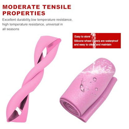 DXNQ Car Steering Wheel Cover, 13 to 14.17 inches Anti-Slip Silicone Steering Wheel Protector, Soft Flexible Shock-Absorbent Steering Wheel Protective Cover for Most Car Models (Pink) - color: Pink