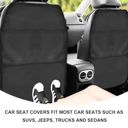2PCS Back Seat Protector for Car, Extra Large Kick Mat Seat Back Cover with 2 Storage Pockets, Automotive Backseat Organizer Waterproof Protective Cover for Kids Pets