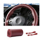 Genuine Leather Car Steering Wheel Cover, DIY Sewing Stitch on Wrap Auto Wheel Cover with Needle Thread, Breathable Anti-Slip Vehicle Steering Stitching Protector, Universal Fit (Wine Red) - color: Wine Red