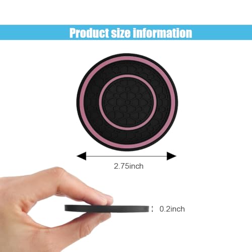 2PCS Car Cup Holder Coasters, 2.75 Inch Auto Non-Slip Anti Dust Cup Mats, Console Cup Holder Insert Coaster Auto Insulated Mats, Universal Interior Accessories for Most Cars (Pink) - color: Pink
