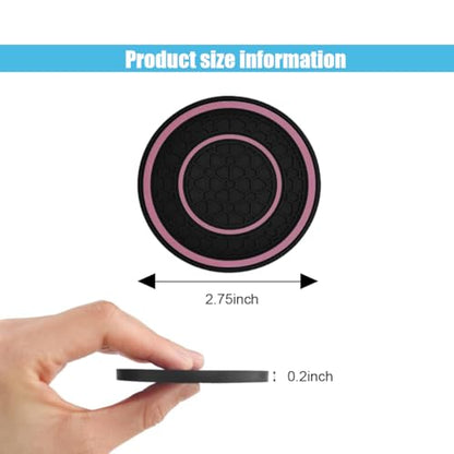 2PCS Car Cup Holder Coasters, 2.75 Inch Auto Non-Slip Anti Dust Cup Mats, Console Cup Holder Insert Coaster Auto Insulated Mats, Universal Interior Accessories for Most Cars (Pink) - color: Pink
