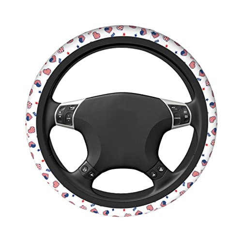 4th of July American Flag Steering Wheel Covers Universal 15 Inch Non Slip Neoprene Car Steering Wheel Protector Covers for Men Women - color: Black6